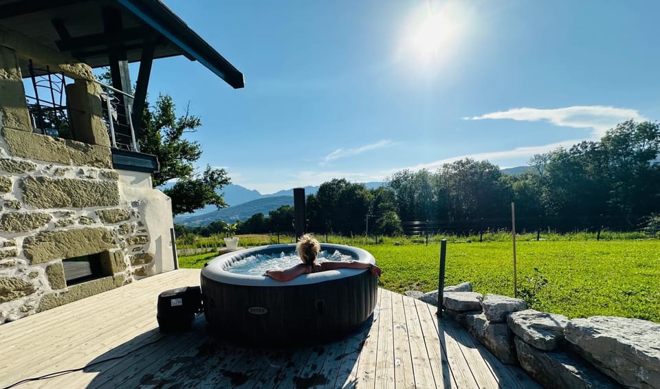 Day, Natural landscape, Garden, Hot Tub, Garden view, Mountain view, Open Air Bath