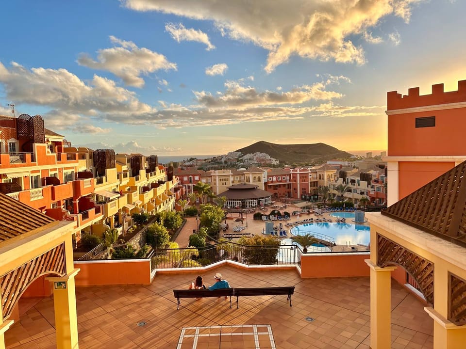 Property building, Nearby landmark, Day, Natural landscape, View (from property/room), Balcony/Terrace, City view, Mountain view, Pool view, Swimming pool, sunbed