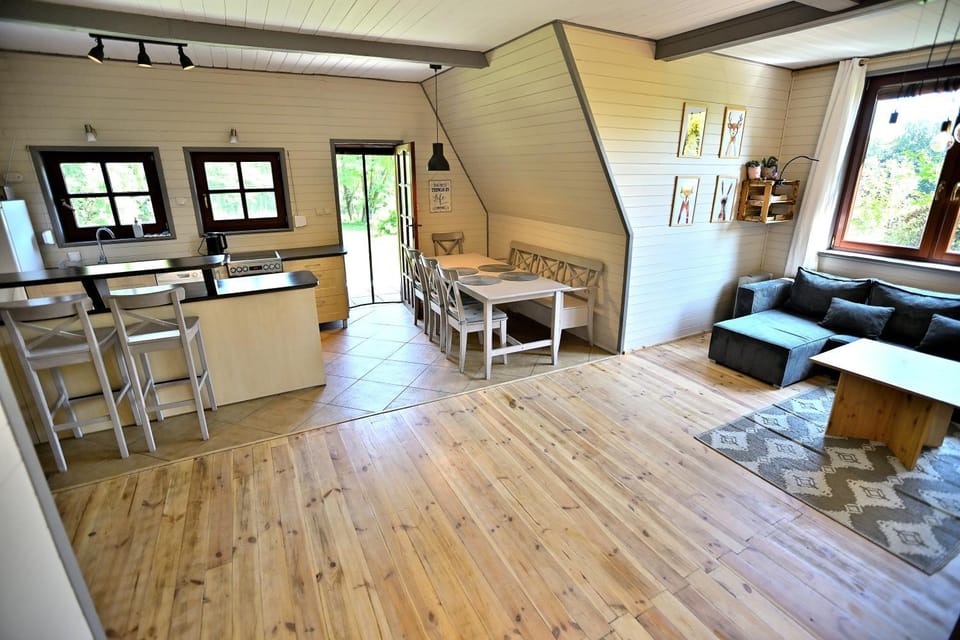 Kitchen or kitchenette, Living room, Seating area, Dining area