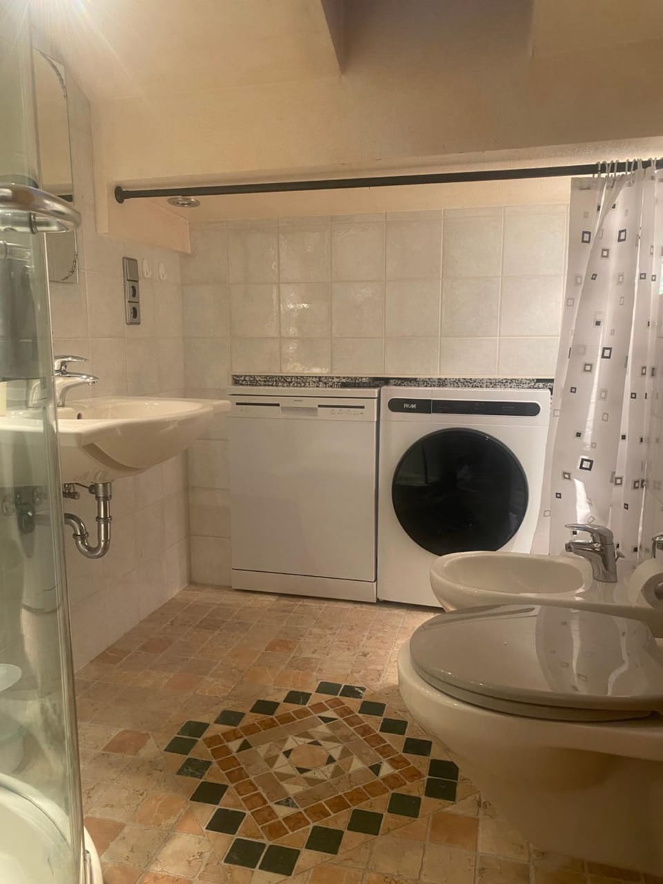 Bathroom, dishwasher, washing machine, dryer