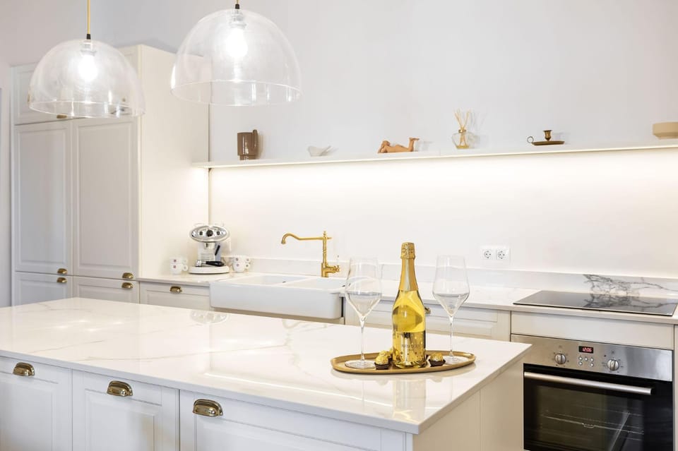 Kitchen or kitchenette, stove