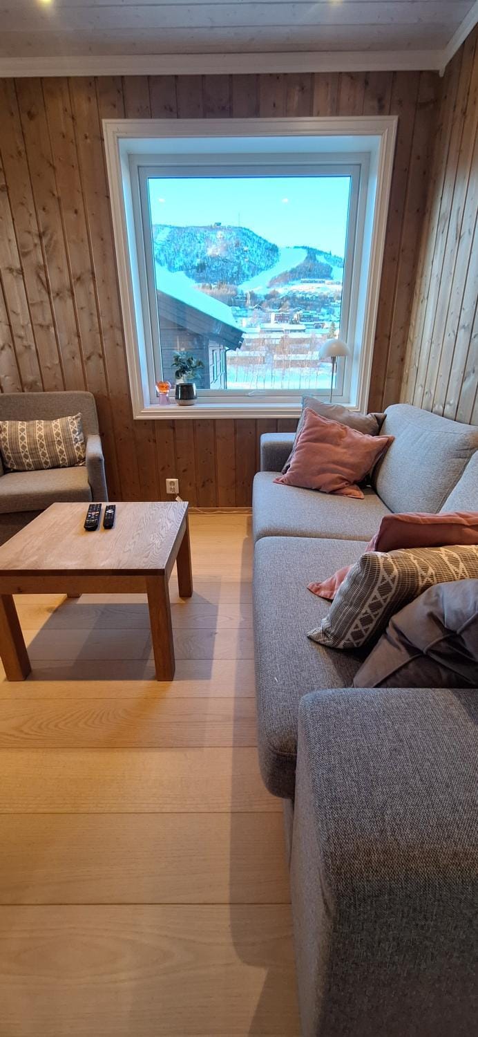 Living room, Seating area, Mountain view
