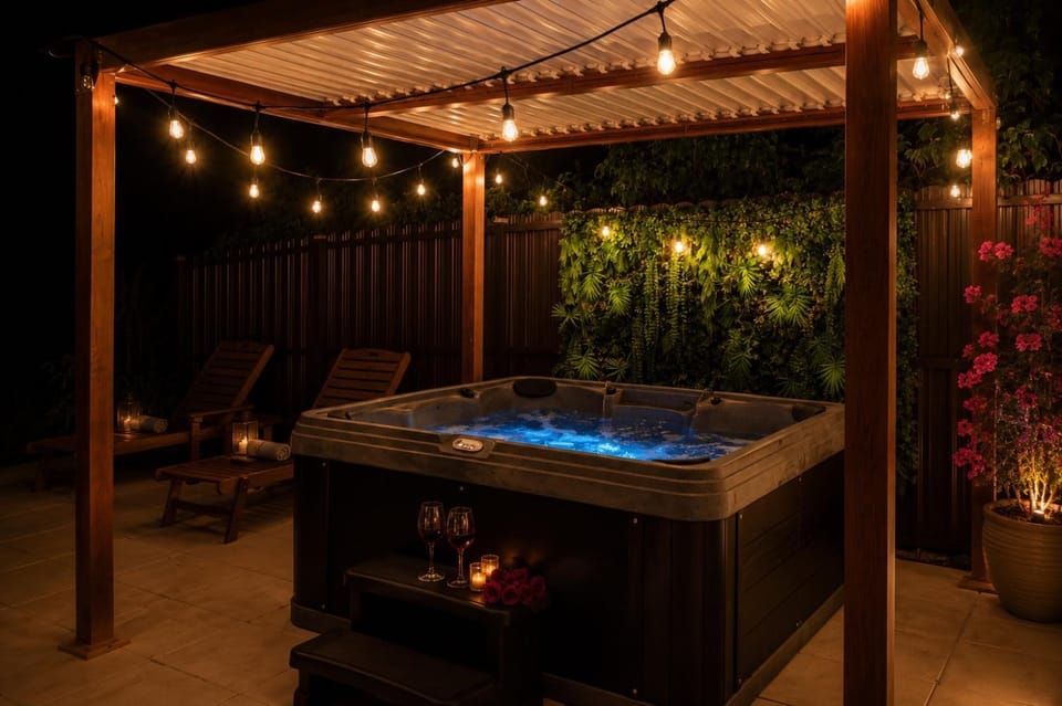 Patio, Night, Hot Tub, Spa and wellness centre/facilities