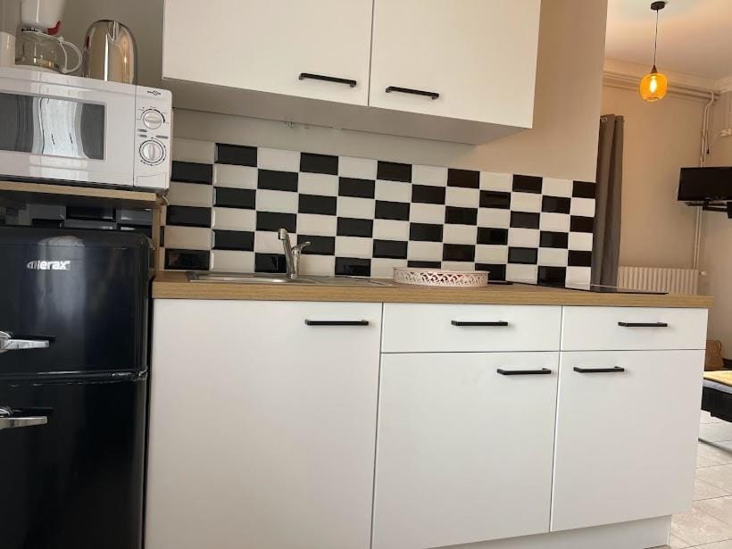 Kitchen or kitchenette, minibar, stove, toaster