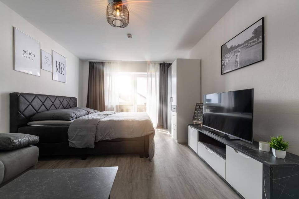 Bed, TV and multimedia, Living room, Photo of the whole room, Seating area, Bedroom