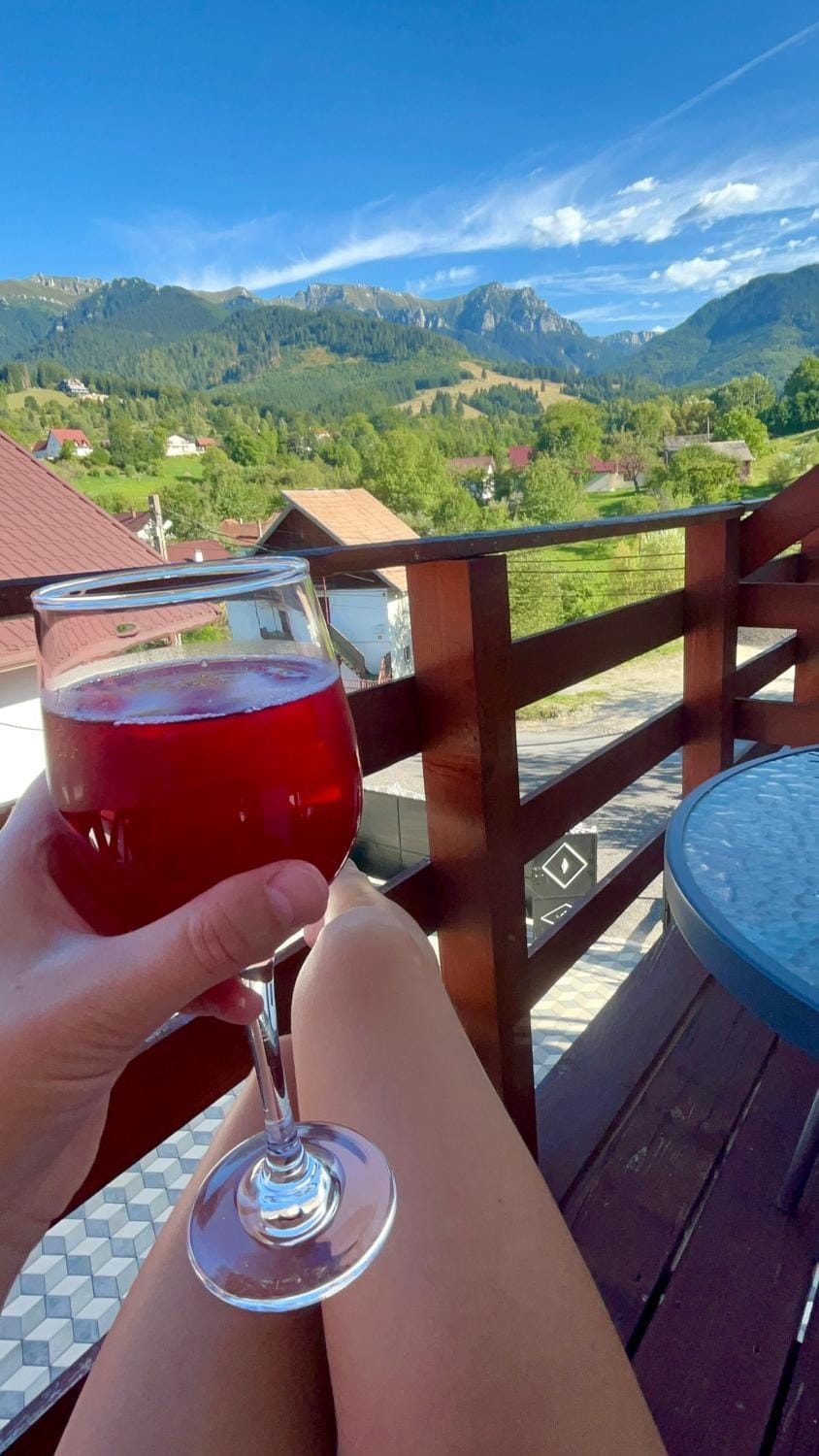 Day, Natural landscape, View (from property/room), Balcony/Terrace, Food and drinks, Mountain view, Drinks, Alcoholic drinks