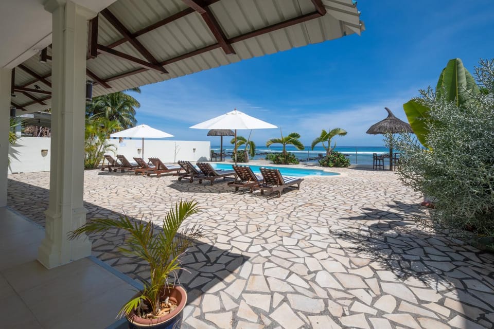 Patio, Pool view, Sea view, sunbed