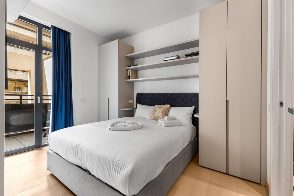 Bed, Photo of the whole room, Bedroom, towels, wardrobe