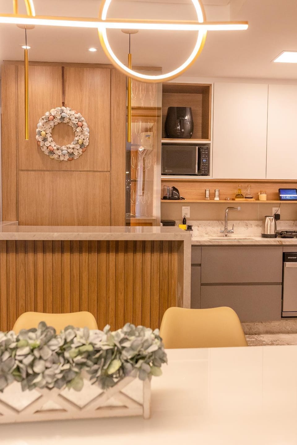 Kitchen or kitchenette, stove