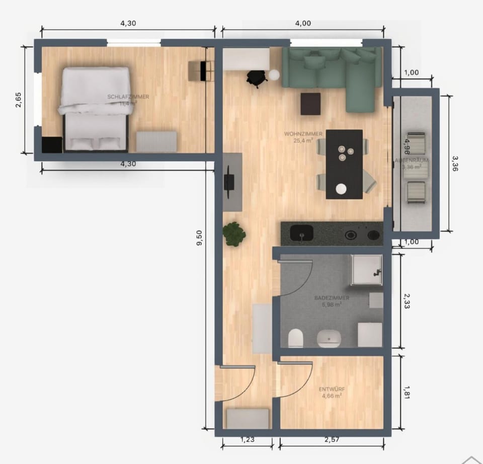 Bed, Photo of the whole room, Floor plan, Bedroom