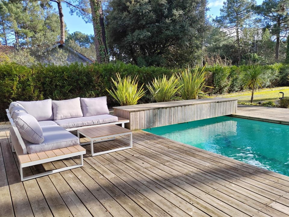 Patio, Natural landscape, Garden, Pool view, sunbed
