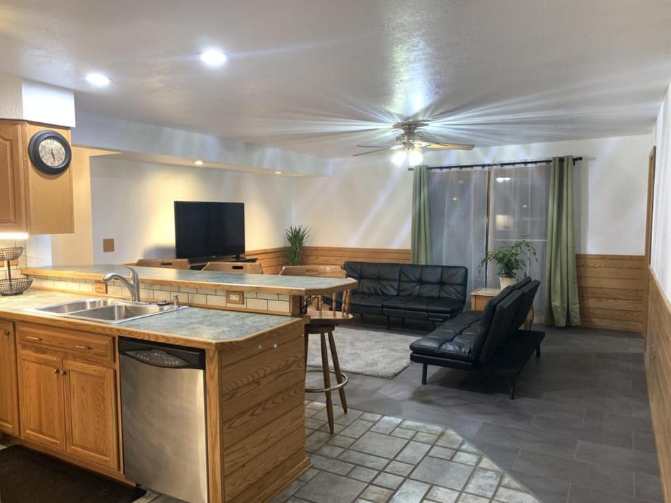 Bridge Inn Tomahawk - Suite 101, Kitchen, 1 Kind Size Bed, 2 Futons, Walkout, River View Bed and Breakfast in Wisconsin