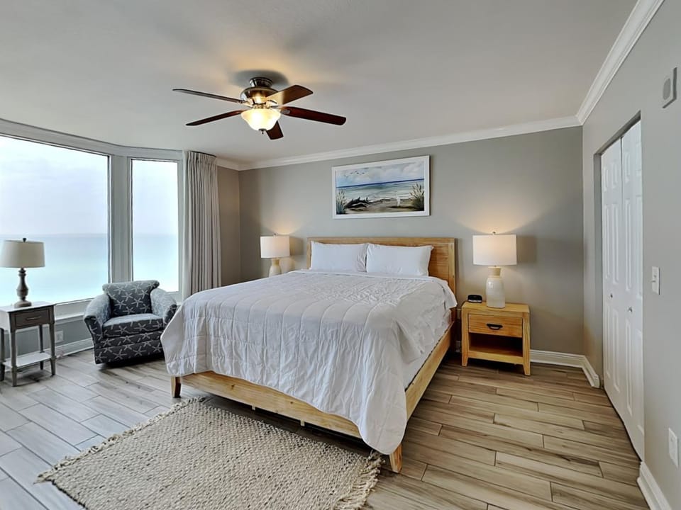 Bed, View (from property/room), Bedroom, Sea view, furniture, wardrobe