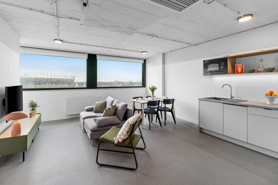 Living room, kitchen
