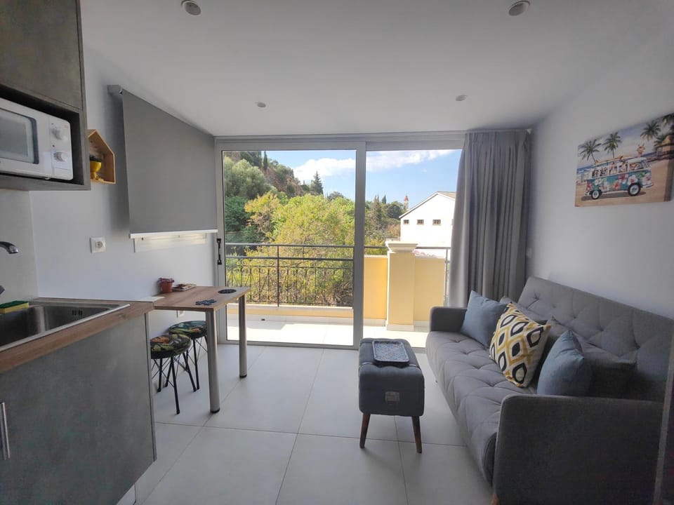 View (from property/room), Kitchen or kitchenette, Decorative detail, Seating area, Dining area, microwave