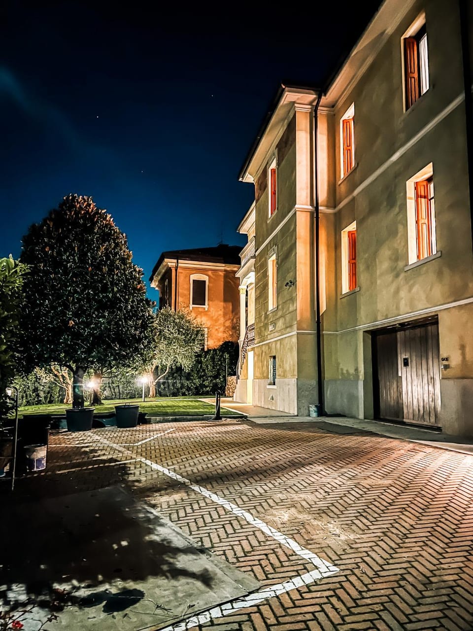 Property building, Night, Garden, Garden view