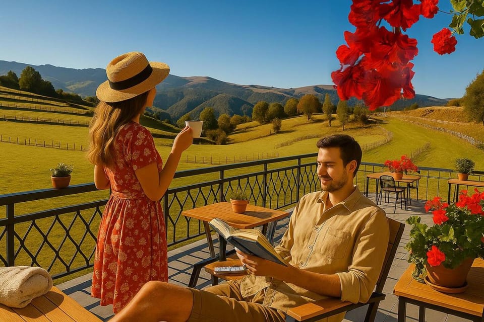 Day, People, Natural landscape, Garden, View (from property/room), Balcony/Terrace, Guests, Garden view, Mountain view