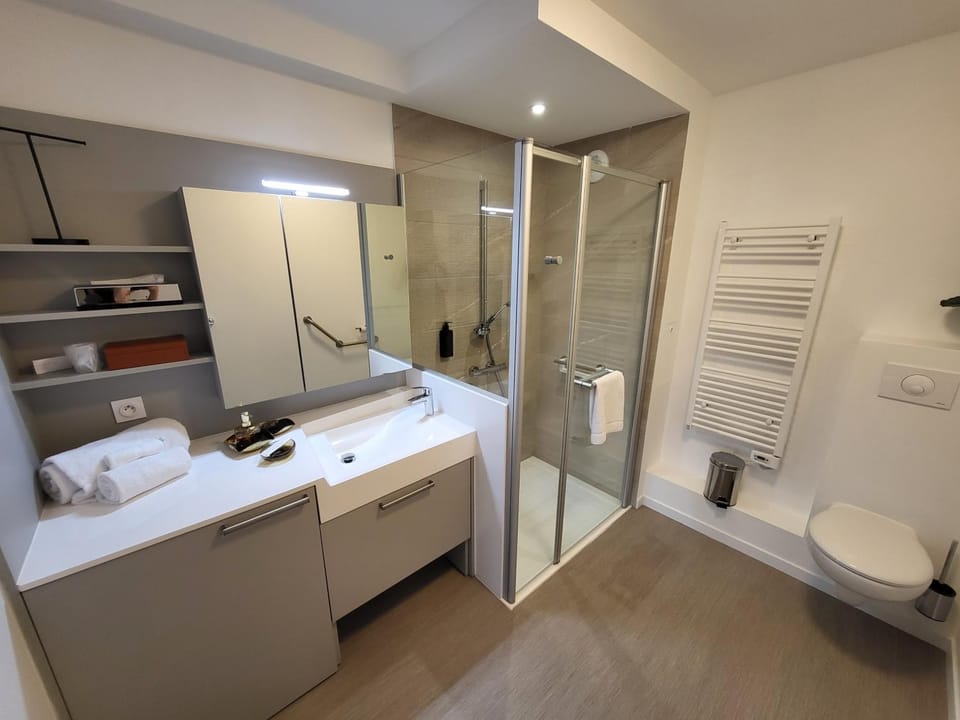 Shower, Toilet, Bathroom, towels