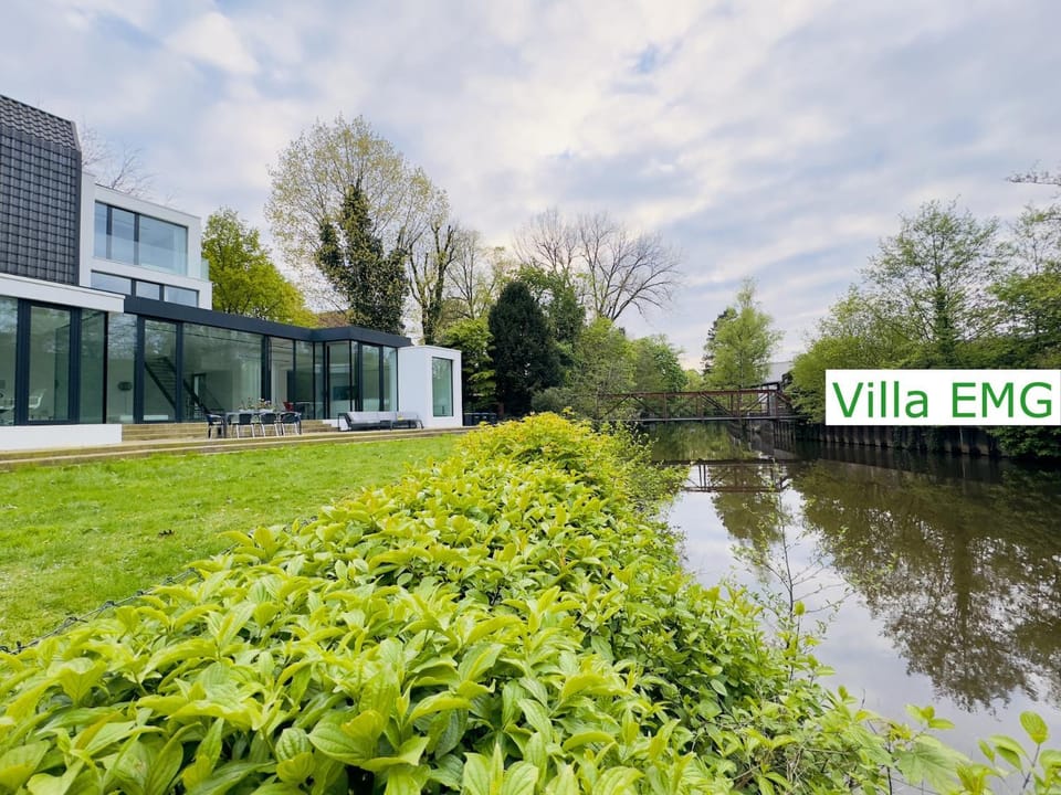 Property building, Spring, Day, Natural landscape, Garden, River view
