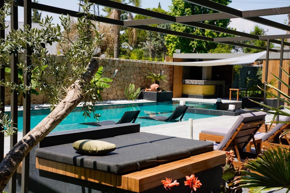 Property building, Swimming pool, sunbed