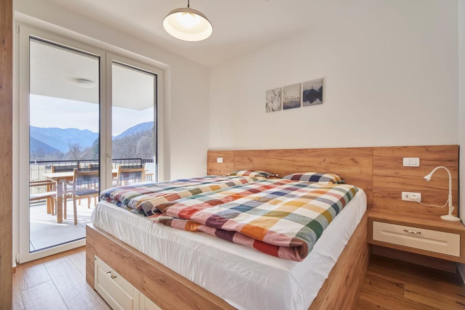 Bed, Natural landscape, Bedroom, Mountain view