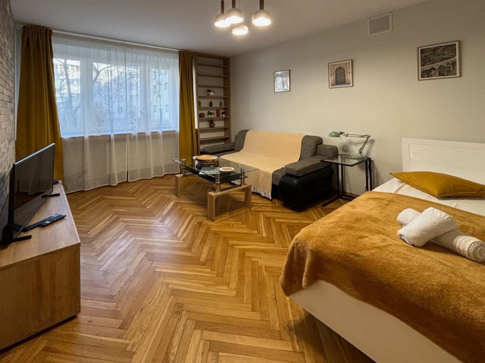 Bed, TV and multimedia, Living room, Photo of the whole room, Seating area, Bedroom