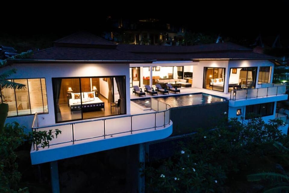 Property building, Patio, Night, View (from property/room), Balcony/Terrace, Living room, Seating area