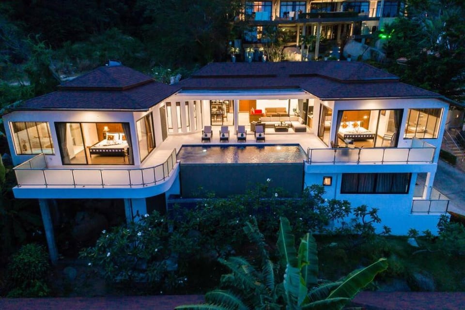Property building, Patio, Night, Garden, View (from property/room), Balcony/Terrace, Garden view, Pool view, Swimming pool