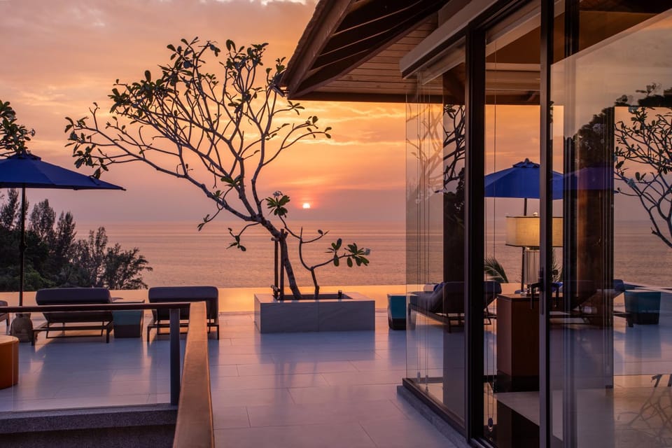 Pool view, Sea view, Swimming pool, Sunset