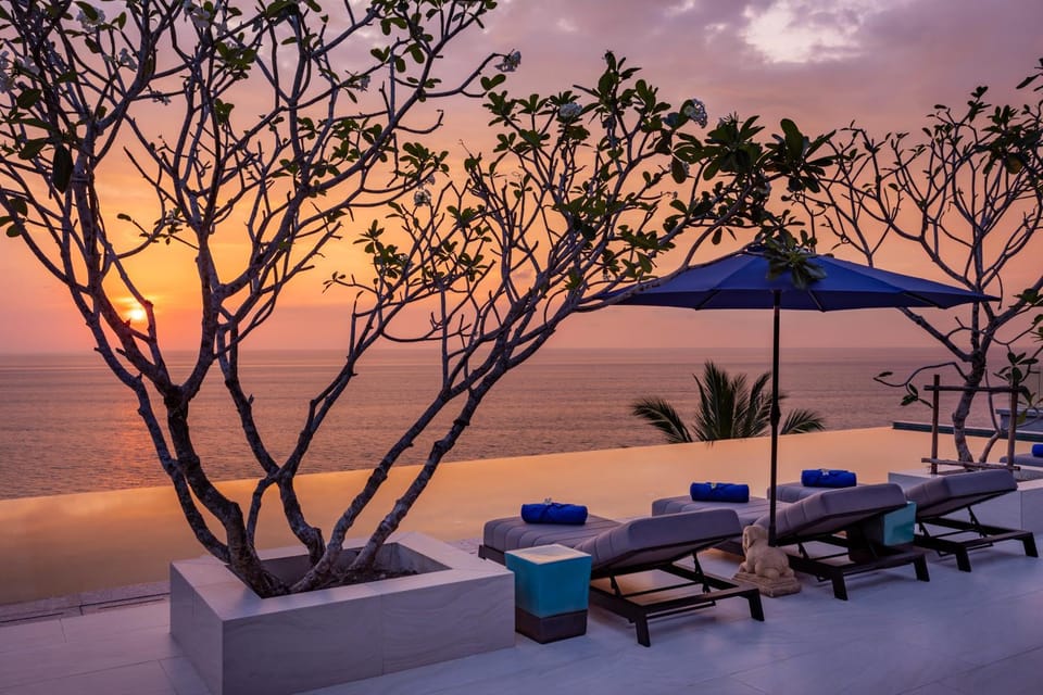 View (from property/room), Swimming pool, Sunset, sunbed