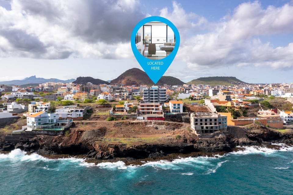 Lux 3-BR: Panoramic Sea View & Rooftop Pool Apartment in Praia