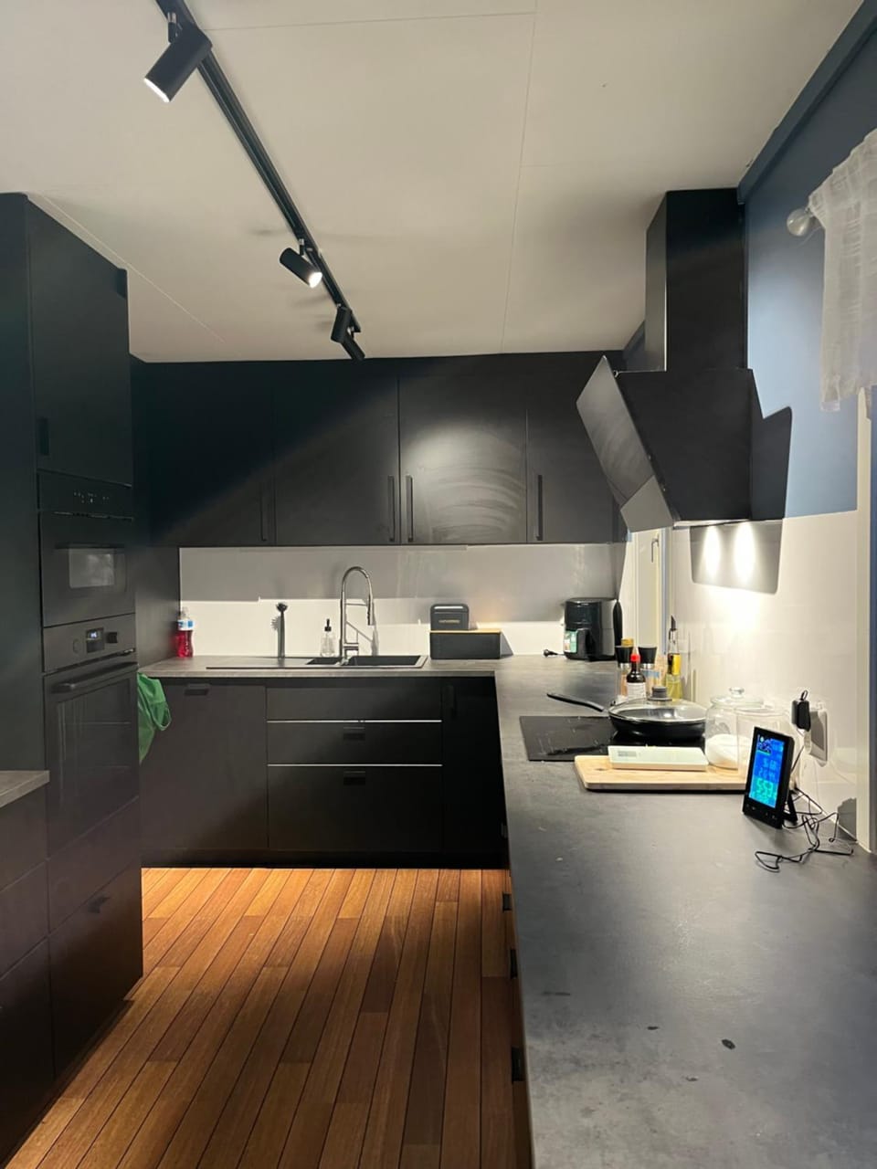 Kitchen or kitchenette, stove