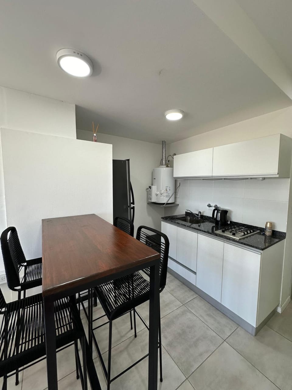 Kitchen or kitchenette, stove