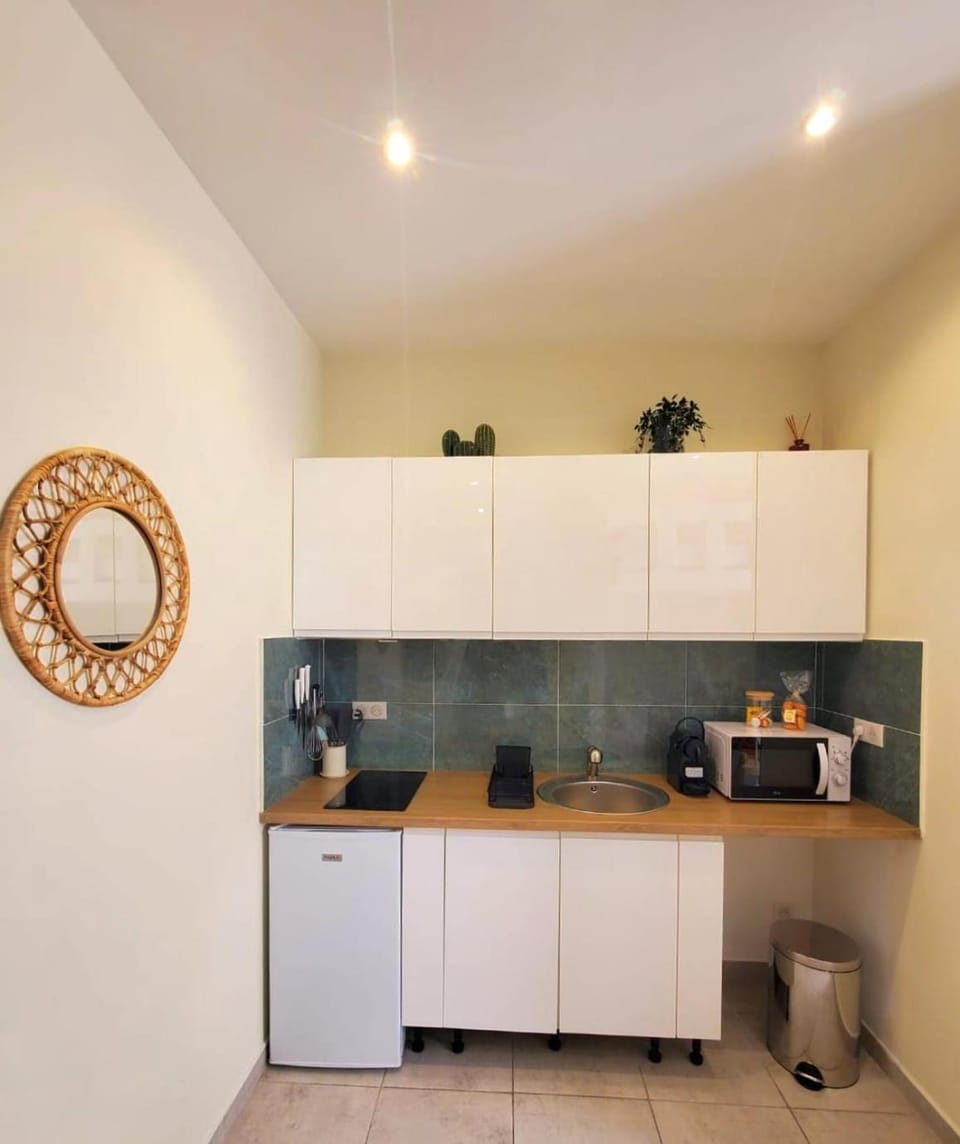 Kitchen or kitchenette, minibar, stove