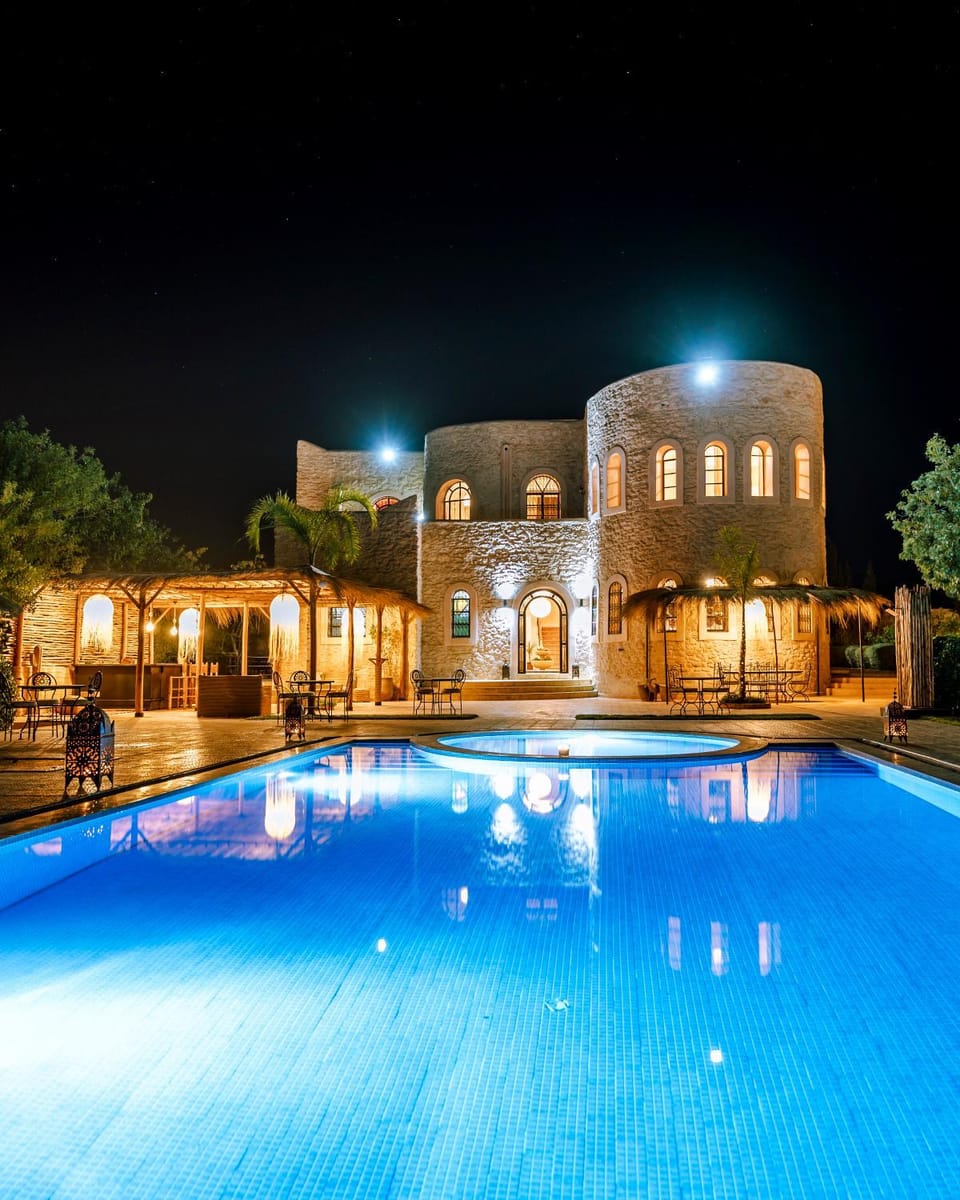 Property building, Night, Pool view, Swimming pool