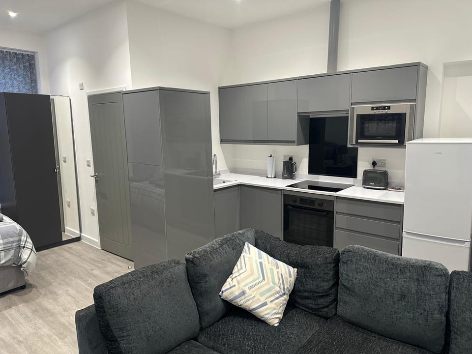 Kitchen or kitchenette, Living room, Seating area, minibar, pet friendly, stove