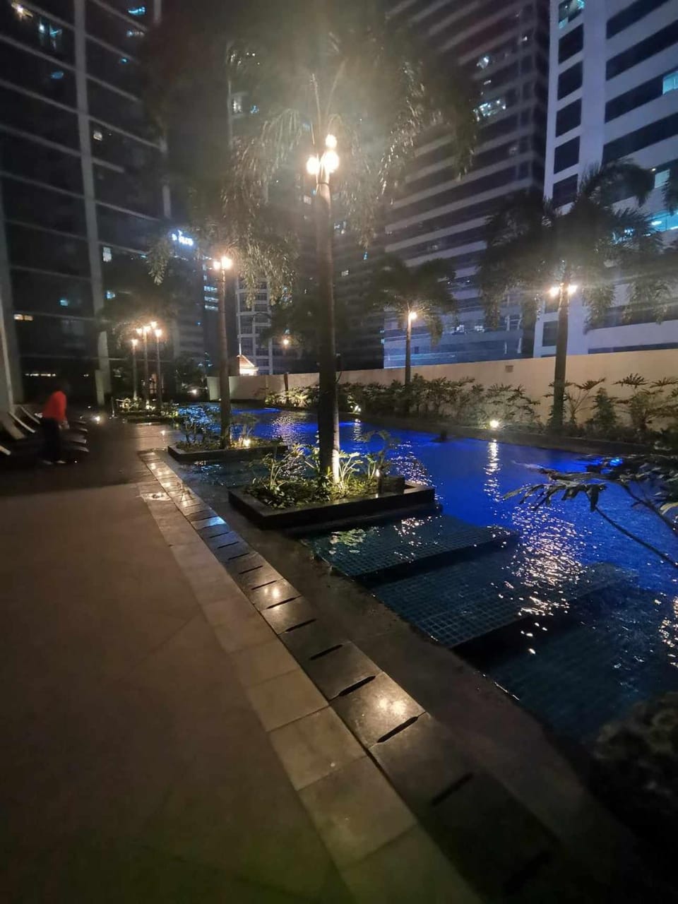 Property building, Night, Pool view, Swimming pool