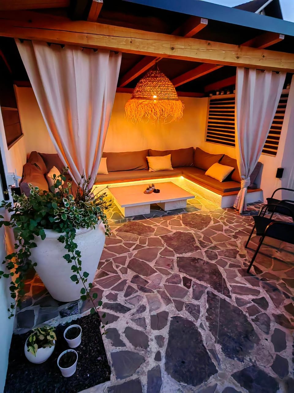 Patio, Night, Natural landscape, Seating area