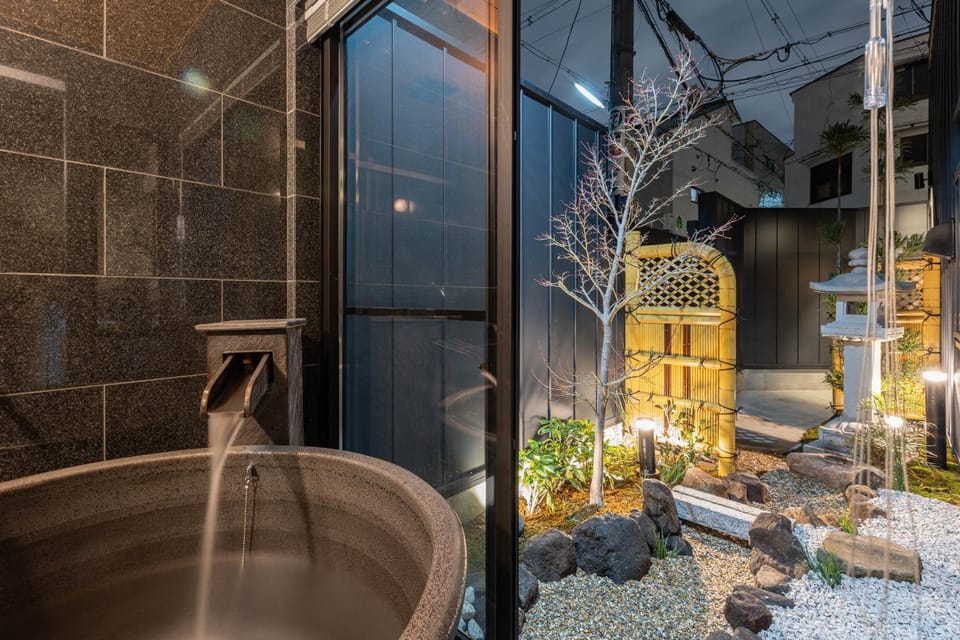 Patio, Night, Natural landscape, Garden, Hot Tub, Hot Tub, Open Air Bath, Open Air Bath