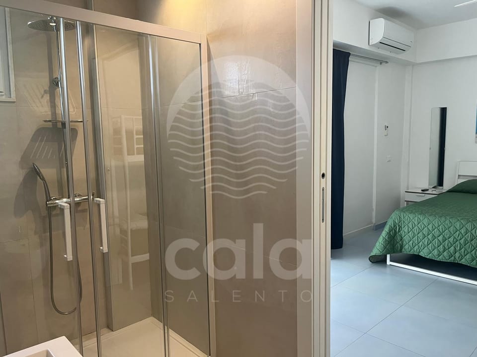 Shower, Bed, Bathroom, Photo of the whole room, Bedroom, air conditioner