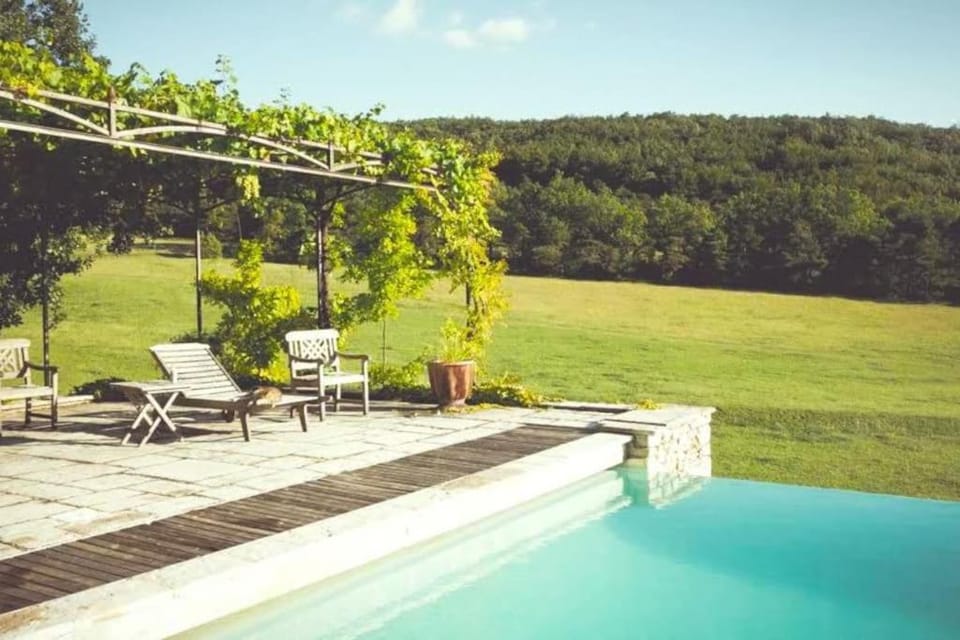 Spring, Natural landscape, Garden, Garden view, Pool view, Swimming pool, sunbed