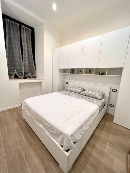 Bed, wardrobe
