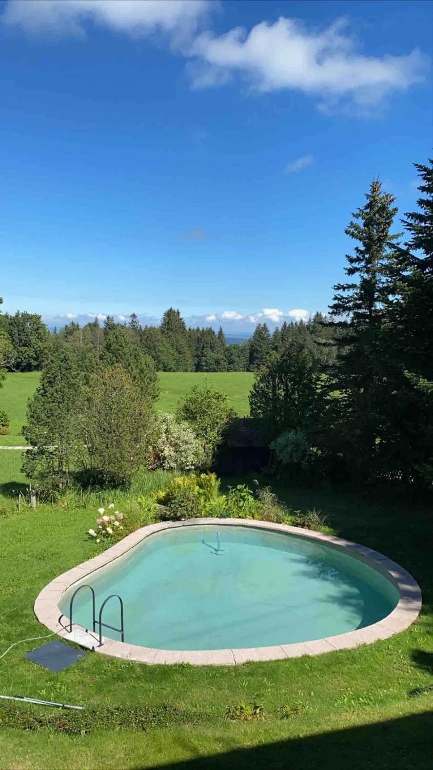 Natural landscape, Garden, Garden view, Pool view, Swimming pool
