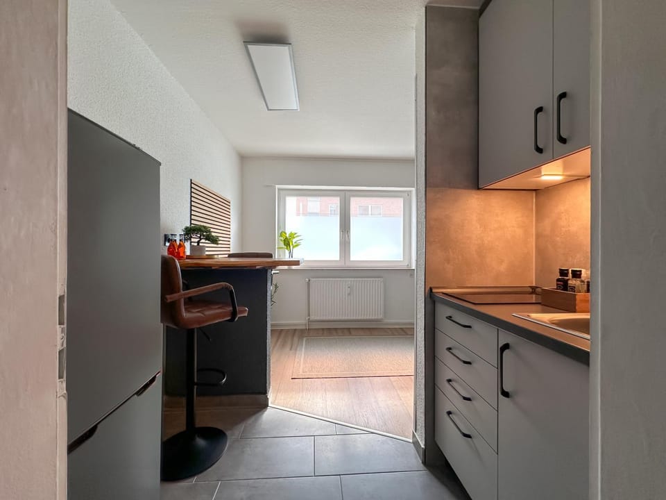 Kitchen or kitchenette, stove