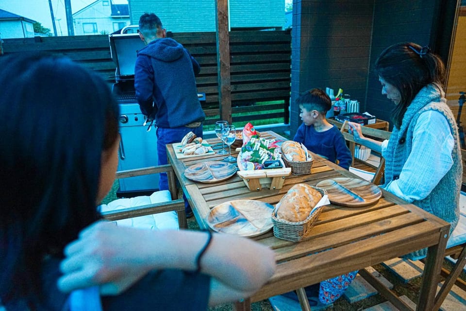 Property building, People, BBQ facilities, group of guests