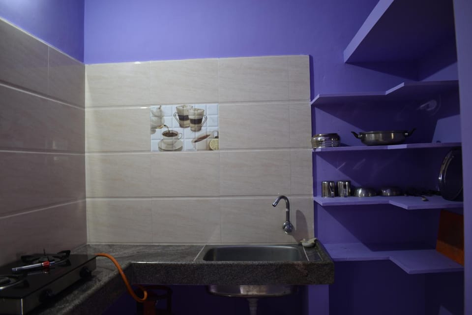Kitchen or kitchenette, stove