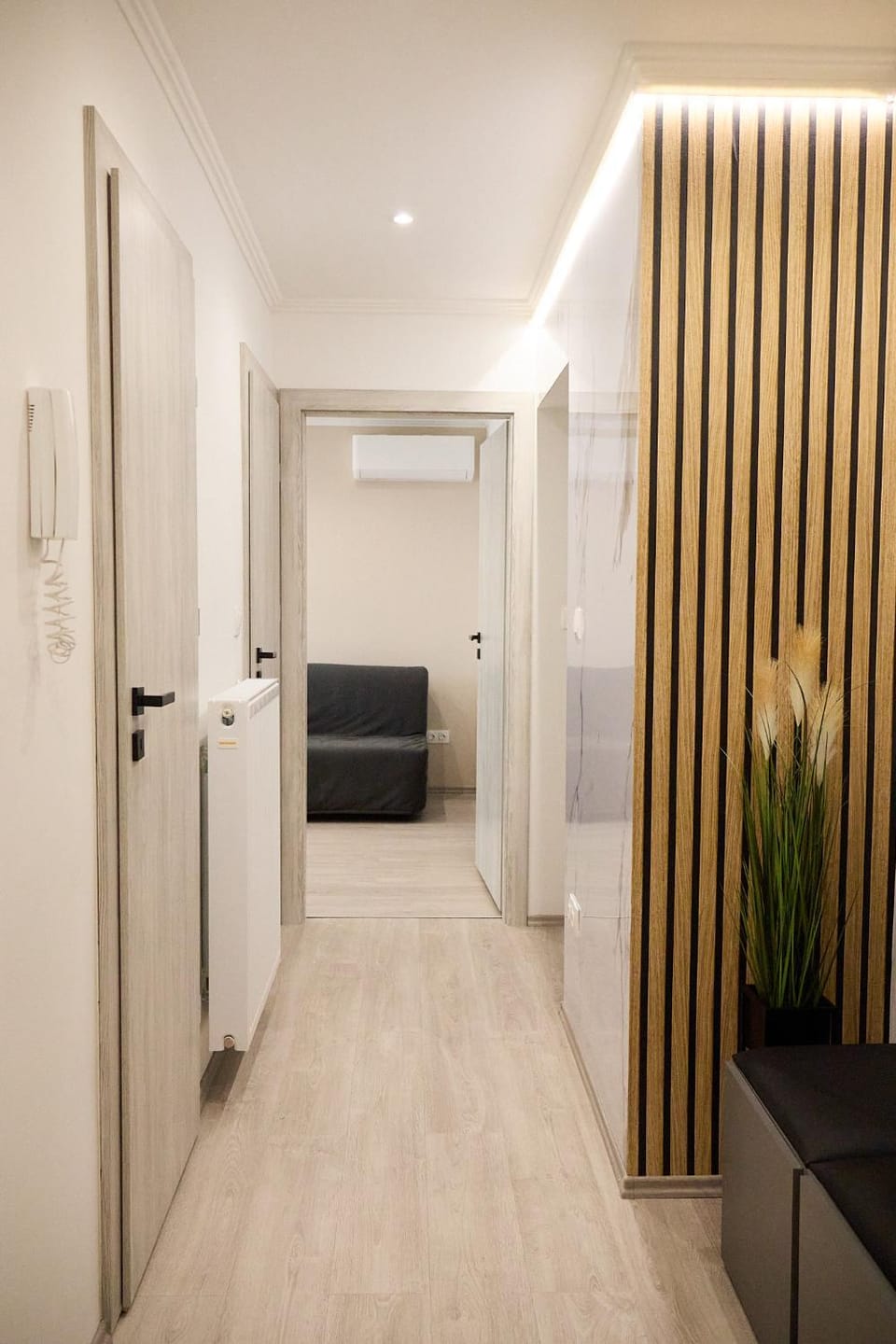 Bed, wardrobe