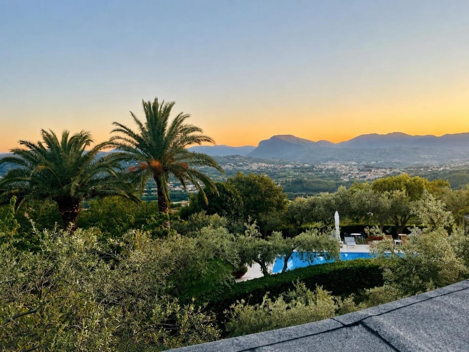 Natural landscape, Mountain view, Pool view, Sunset