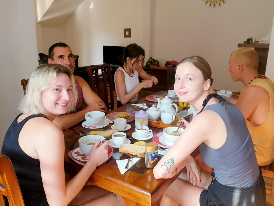 Food and drinks, group of guests