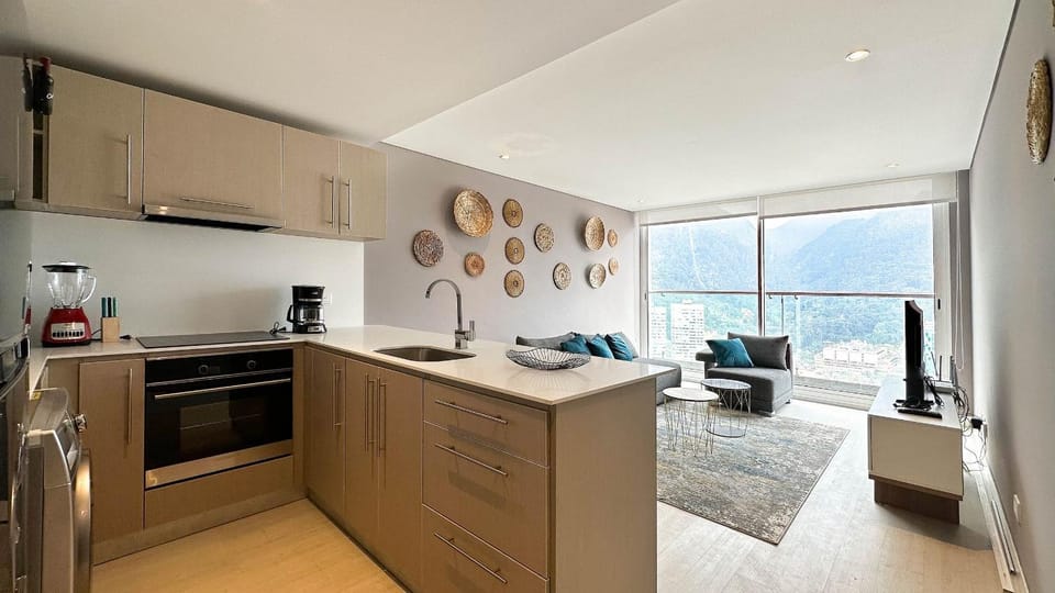 View (from property/room), Kitchen or kitchenette, Living room, Photo of the whole room, Mountain view